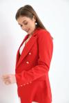 Kolu Düğmeli Blazer Kadın Ceket Kırmızı