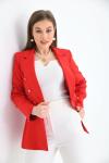 Kolu Düğmeli Blazer Kadın Ceket Kırmızı