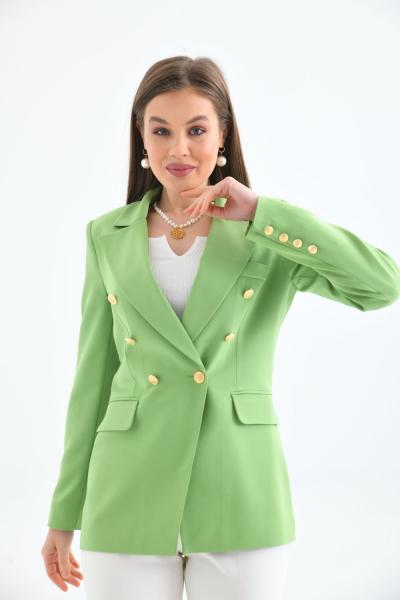 Kolu Düğmeli Blazer Kadın Ceket Fıstık Yeşili