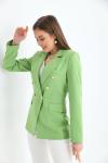 Kolu Düğmeli Blazer Kadın Ceket Fıstık Yeşili