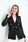 Kolu Düğmeli Blazer Kadın Ceket Siyah