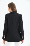 Kolu Düğmeli Blazer Kadın Ceket Siyah