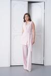 Kuşaklı Broş Detay Yelekli Kadın Takım Açık Pembe