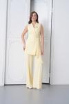 Kuşaklı Broş Detay Yelekli Kadın Takım Limon