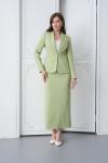 Taşlı İşlemeli Ceket Etekli Kadın Takım Elbise Fıstık Yeşili