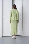 Taşlı İşlemeli Ceket Etekli Kadın Takım Elbise Fıstık Yeşili