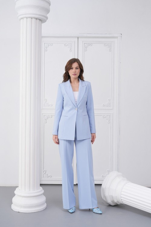 Tek Düğmeli Kadın Takım Elbise Bebe Mavisi