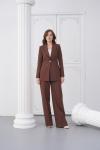 Tek Düğmeli Kadın Takım Elbise Kahverengi