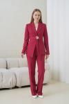 Tokalı Kuşak Ceketli Kadın Takım Elbise Bordo