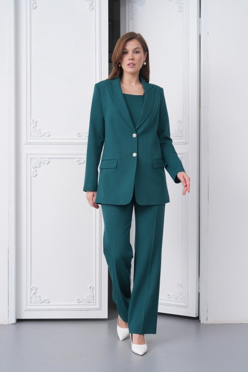 Tulumlu Kadın Takım Elbise Yeşil