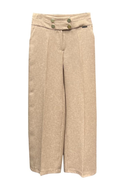 4 Düğmeli Bol Paça Pantolon Bej