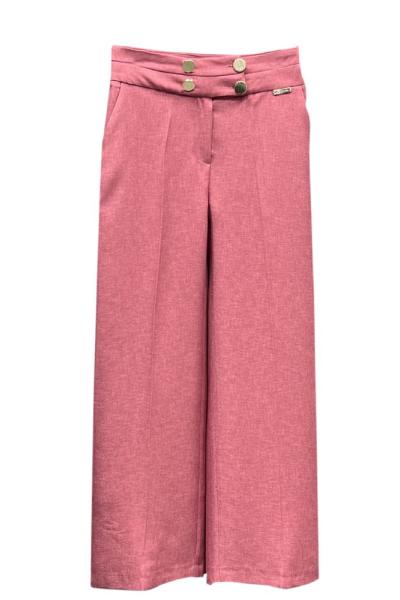 4 Düğmeli Bol Paça Pantolon Gül Kurusu