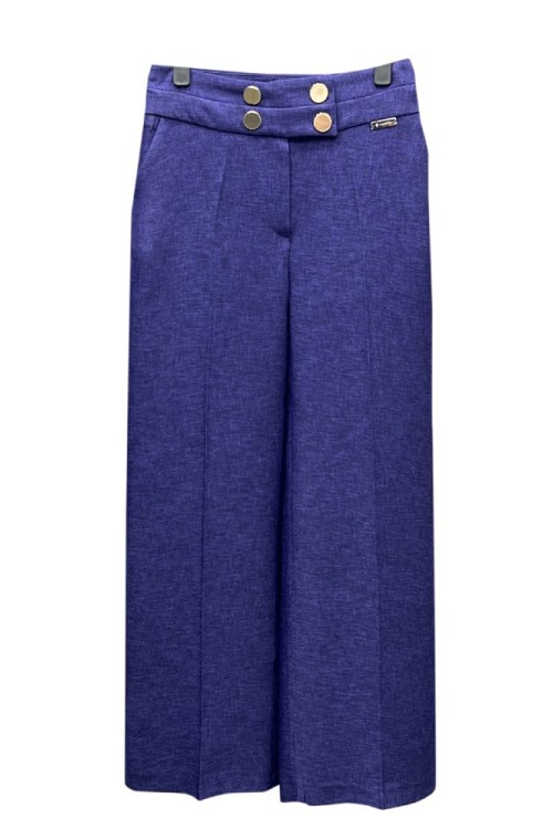 4 Düğmeli Bol Paça Pantolon Lacivert