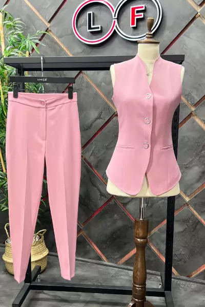 Çıtçıt Yelekli Kadın Takım Elbise Gül Kurusu