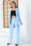 Zincirli Bol Paça Pantolon Bebe Mavisi