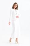 Kalem Etekli Kadın Takım Elbise Beyaz Beyaz