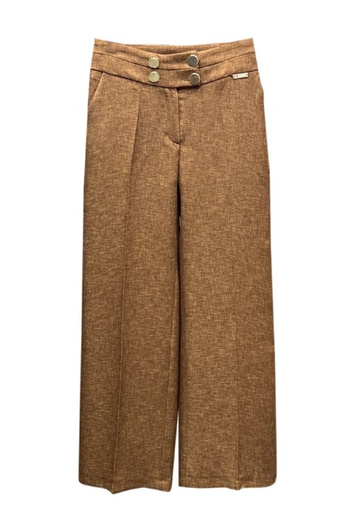 4 Düğmeli Bol Paça Pantolon Taba Taba