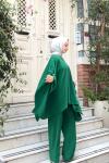 Kol Düğmeli Salaş Tunik Kadın Takım Yeşil Yeşil