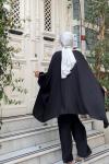 Kol Düğmeli Salaş Tunik Kadın Takım Siyah Siyah