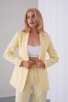 Düğmeli Atlas Kadın Takım Elbise Limon Sarısı Limon küfü