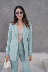 Düğmeli Atlas Kadın Takım Elbise Mint Yeşili Mint Yeşili