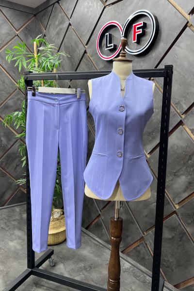 Çıtçıt Yelekli Kadın Takım Elbise Lila