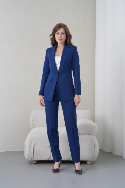 Düğmeli Atlas Kadın Takım Kadın Takım Lacivert