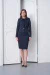 Fiyonklu Ceket Etekli Kadın Takım Elbise Koyu Lacivert