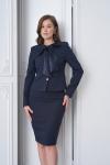 Fiyonklu Ceket Etekli Kadın Takım Elbise Koyu Lacivert