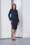 Fiyonklu Ceket Etekli Kadın Takım Elbise Koyu Lacivert