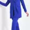Kuşak Detaylı Takım Elbise Saks Mavisi